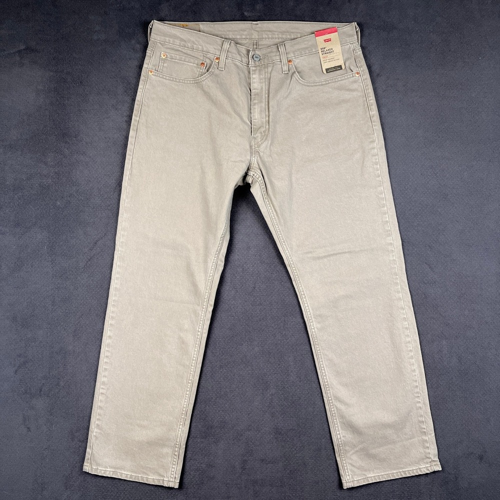 Levis 559 Jeans Mens 36x30 Desert Taupe Beige Relaxed Straight Stretch Denim NEW